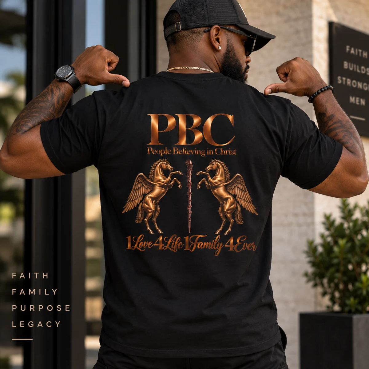 PBC 'People Believing in Christ' Graphic T-Shirt — 1Love 4Life 1Family 4Ever | Bronze Edition