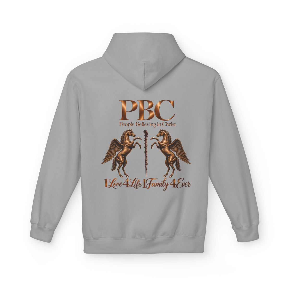 PBC 'People Believing in Christ' Hoodie | 1Love 4Life 1Family 4Ever Christian Pullover | Bronze Edition